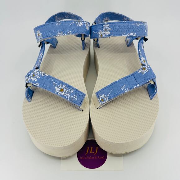 Teva Womens Flatform Universal Gloriosa Periwinkle Flower Sandals 1125203 Size 9 - Picture 3 of 11